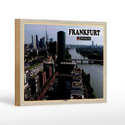 Letrero de madera ciudades Frankfurt Alemania Westhafen 18x12 cm decoración