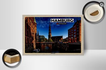 Panneau en bois villes Hambourg Speicherstadt architecture 18x12 cm 2