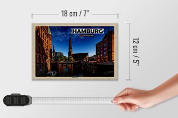 Panneau en bois villes Hambourg Speicherstadt architecture 18x12 cm 4
