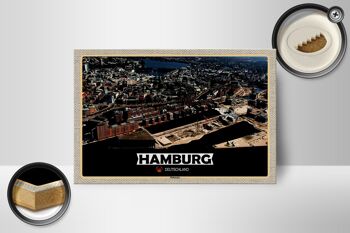Panneau en bois villes Hambourg Hafencity vue 18x12 cm cadeau 2