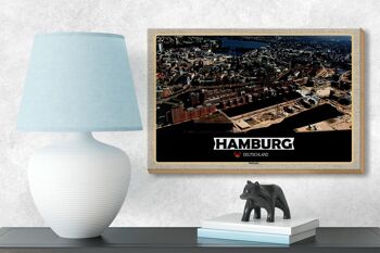 Panneau en bois villes Hambourg Hafencity vue 18x12 cm cadeau 3