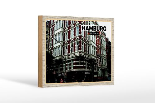 Holzschild Städte Hamburg St. Georg Altstadt 18x12 cm Dekoration