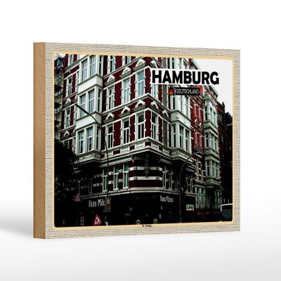 Cartel de madera ciudades Hamburgo St. Decoración del casco antiguo de Georg 18x12 cm