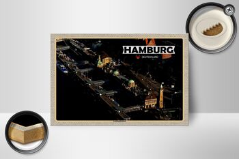 Panneau en bois villes Hambourg vue sur Landungsbrücken 18x12 cm 2