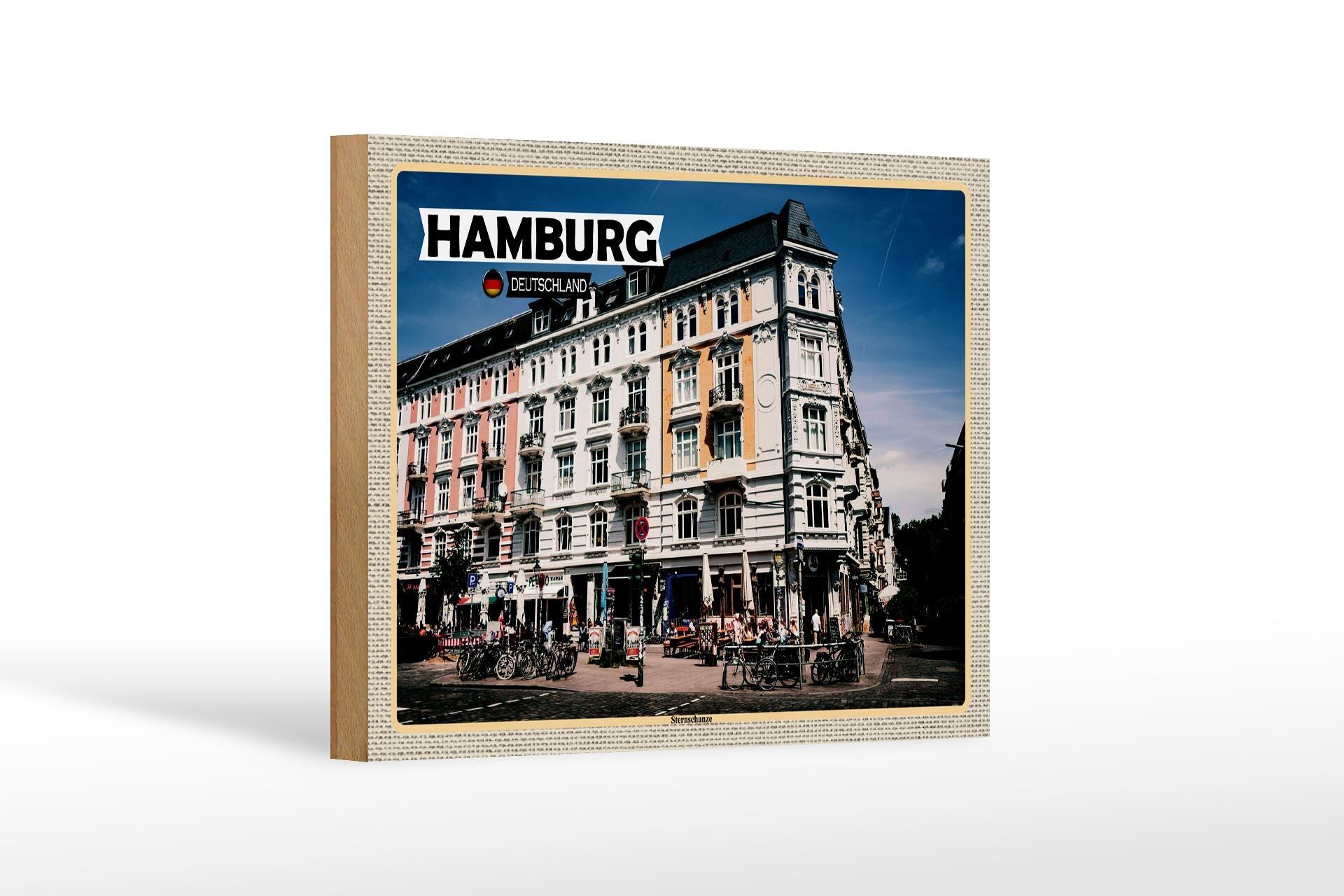 Cartello in legno città Amburgo Sternschanze centro storico 18x12 cm decorazione