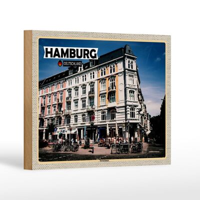 Letrero de madera ciudades Hamburgo Sternschanze casco antiguo 18x12 cm decoración