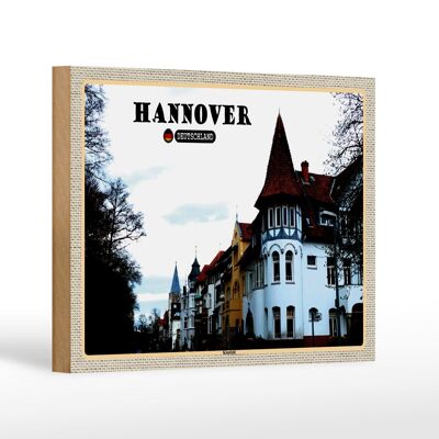 Wooden sign cities Hannover Kleefeld architecture 18x12 cm decoration