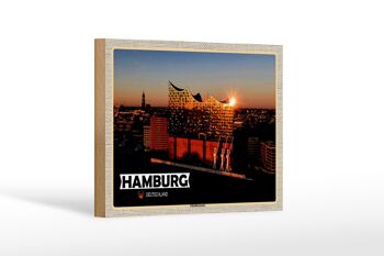 Panneau en bois villes Hambourg Elbphilharmonie architecture 18x12 cm 1