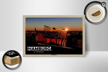 Panneau en bois villes Hambourg Elbphilharmonie architecture 18x12 cm 2