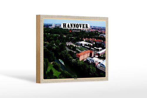 Holzschild Städte Hannover Blick auf Ihmeufer 18x12 cm Dekoration
