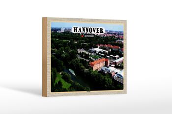 Panneau en bois villes Hanovre vue d'Ihmeufer 18x12 cm décoration 1