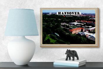 Panneau en bois villes Hanovre vue d'Ihmeufer 18x12 cm décoration 3