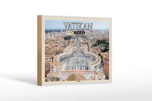 Holzschild Reise Vatikan Italien Petersplatz Baukunst 18x12 cm