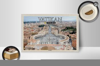 Panneau en bois voyage Vatican Italie Place Saint-Pierre architecture 18x12 cm 2