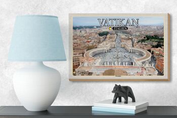 Panneau en bois voyage Vatican Italie Place Saint-Pierre architecture 18x12 cm 3