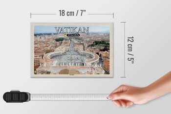 Panneau en bois voyage Vatican Italie Place Saint-Pierre architecture 18x12 cm 4