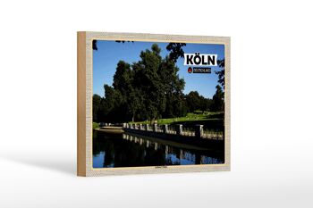 Panneau en bois villes Cologne Aachener Weiher Park 18x12 cm cadeau 1