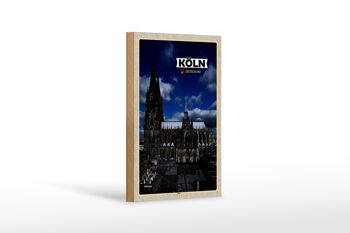 Panneau en bois villes Cathédrale de Cologne vue sur la place de la cathédrale 12x18 cm décoration 1