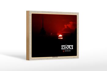 Panneau en bois villes Cologne tour TV Colonius 18x12 cm cadeau 1