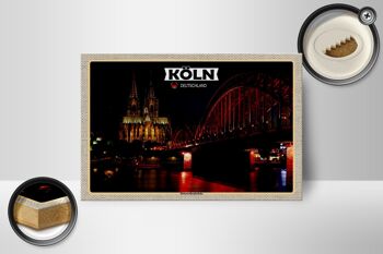 Panneau en bois villes Cologne Pont Hohenzollern nuit 18x12 cm décoration 2