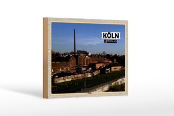 Panneau en bois villes Cologne Mülheim industrie rivière 18x12 cm décoration 1
