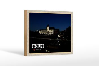 Panneau en bois villes Cologne Porz Rhin bâtiment 18x12 cm cadeau 1