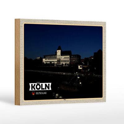 Letrero de madera ciudades Colonia Porz Rin edificio 18x12 cm regalo
