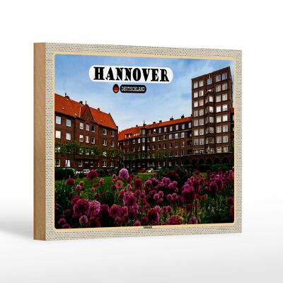 Targa in legno città Hannover Südstadt edificio natura 18x12 cm decorazione