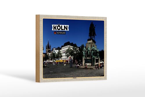 Holzschild Städte Köln Heumarkt Platz Skulptur 18x12 cm Dekoration