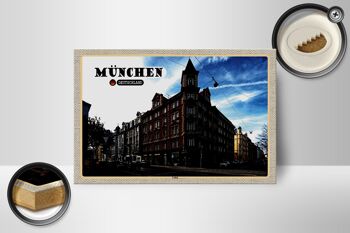 Panneau en bois villes Munich Lehel rue ville 18x12 cm décoration 2