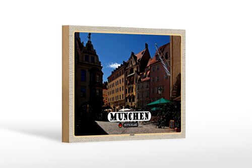 Holzschild Städte München Altstadt Gasthaus 18x12 cm Geschenke