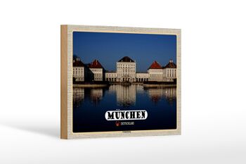 Panneau en bois villes Munich Nymphenburgh architecture 18x12 cm 1
