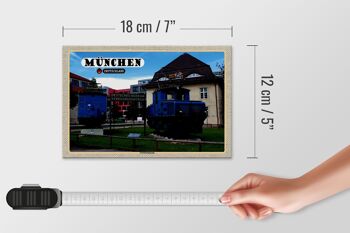 Panneau en bois villes Musée allemand des transports de Munich 18x12 cm 4