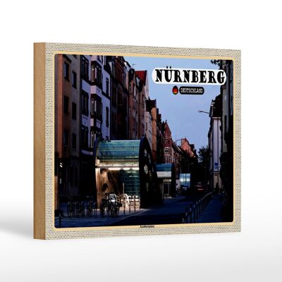 Cartel de madera ciudades Nuremberg Kaulbachplatz arquitectura 18x12 cm