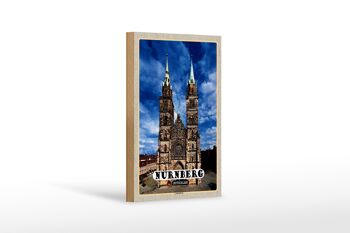 Panneau en bois villes Nuremberg Lorenzkirche architecture 12x18 cm 1