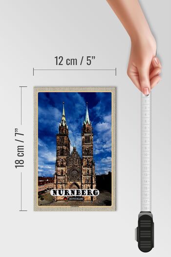 Panneau en bois villes Nuremberg Lorenzkirche architecture 12x18 cm 4
