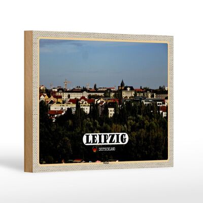 Targa in legno città Lipsia vista quartiere dei musicisti 18x12 cm decorazione