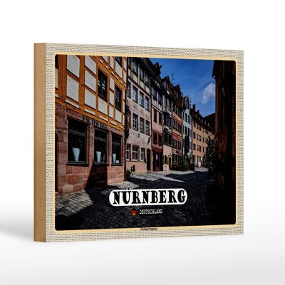 Wooden sign cities Nuremberg Weißgebergasse 18x12 cm gift