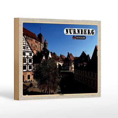 Letrero de madera ciudades Nuremberg Gostenhof casco antiguo 18x12 cm decoración