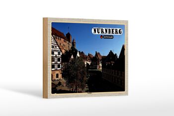 Panneau en bois villes Nuremberg Gostenhof vieille ville 18x12 cm décoration 1