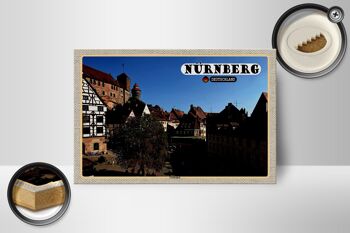 Panneau en bois villes Nuremberg Gostenhof vieille ville 18x12 cm décoration 2