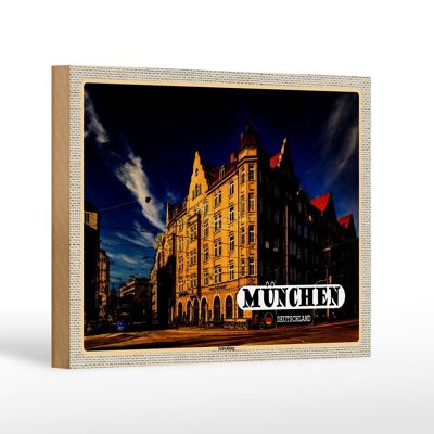 Cartello in legno città Monaco Schwabing marciapiede cittadino 18x12 cm decorazione