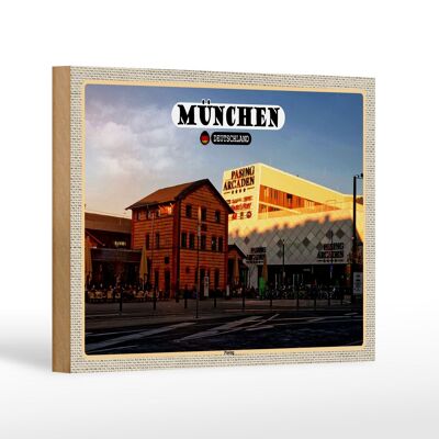 Cartel de madera ciudades Munich Pasing centro de la ciudad 18x12 cm decoración