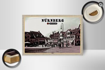 Panneau en bois villes Nuremberg Wöhrd vieille ville peinture 18x12 cm décoration 2