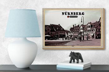 Panneau en bois villes Nuremberg Wöhrd vieille ville peinture 18x12 cm décoration 3