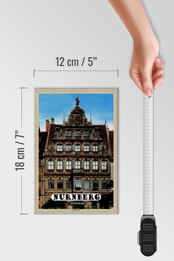 Panneau en bois villes Nuremberg Pellerhaus architecture 12x18 cm décoration 4