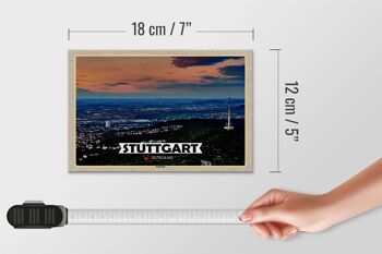 Panneau en bois villes Stuttgart vue de Degerloch 18x12 cm décoration 4