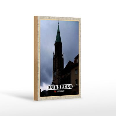 Cartel de madera ciudades Nuremberg St. Regalo Iglesia de San Pedro 12x18 cm