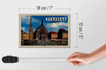 Panneau en bois villes Nuremberg marché principal peinture 18x12 cm décoration 4