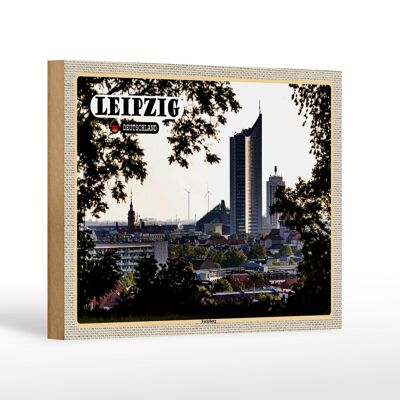 Holzschild Städte Leipzig Fockeberg Aussicht 18x12 cm Dekoration